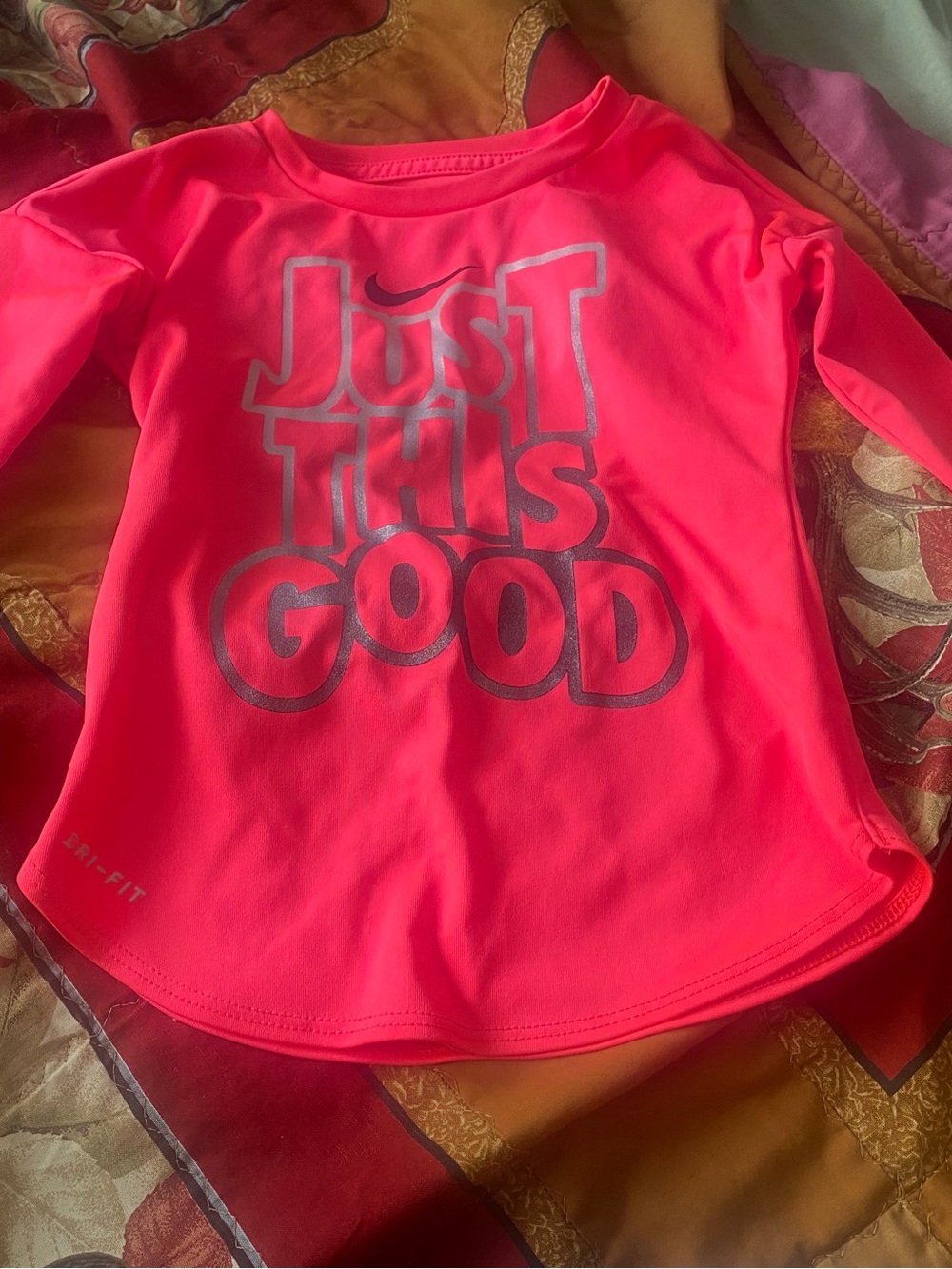 Nike Bright Pink Long Sleeve 'Just This Good' Performance Tee